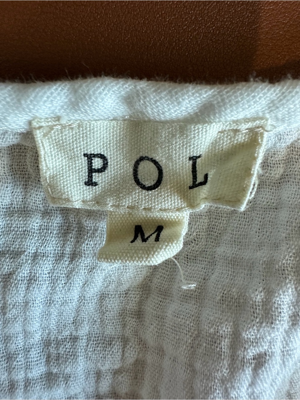 POL White Cotton Gauze Ruffle Shoulder Long Sleeve Cropped Top Size Medium - Picture 7 of 8